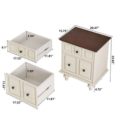 Vintage Nightstand With 2 Drawers And Roman Column Legs