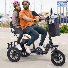 Folding Electric Trike With 350W Peak Motor, 480Wh Removable Battery, 2 Seat Design
