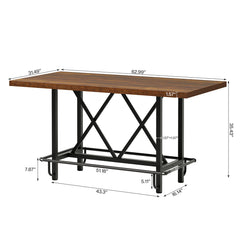 Counter Height Dining Rectangular Kitchen Table For 6 - Brown / Black