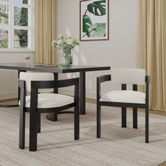 Modern Boucle Fabric Dining Chair With Armrest