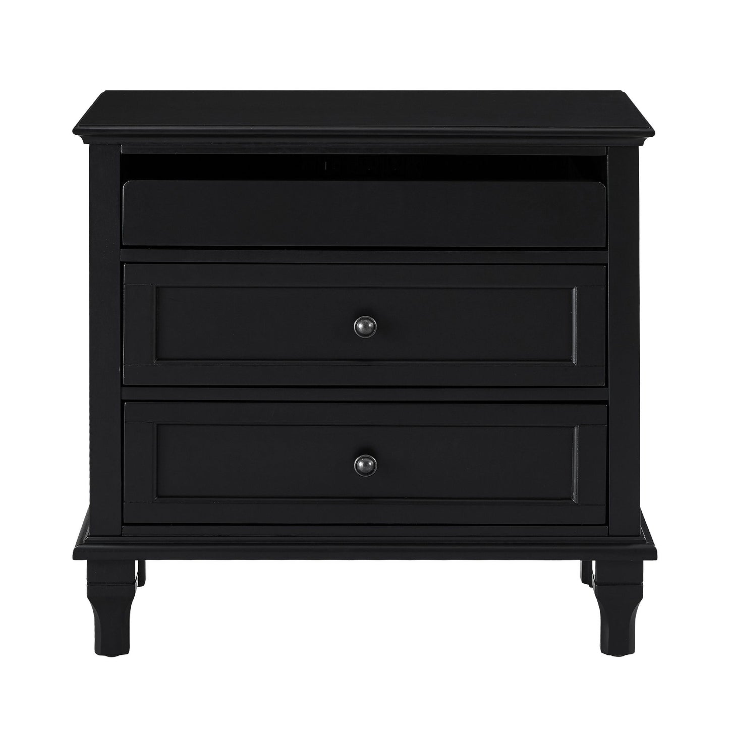 Nightstand With Charging Station, 3 Drawer Storage Table