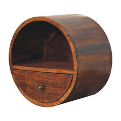 Floating Circle Bedside Table - Chestnut
