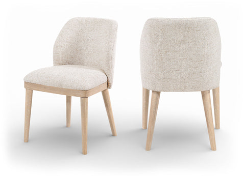 Valeo - Linen Textured Fabric Upholstered Dining Chair (Set of 2) - Painted Natural Base