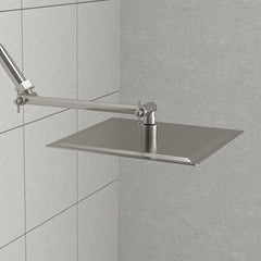 Luxury Rain Shower Head With Adjustable Arm, 10" Square, Stainless Steel - Brushed Nickel