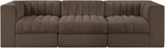 Rummi - Velvet Performance Fabric Upholstered 3 Piece Modular Sofa