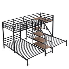 Metal Bunk Bed With Storage Shelves Staircase