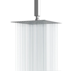 16" Square Rainfall Shower Head Fixed Wall Mount With Full Body Coverage & Self Cleaning Silicone Nozzles