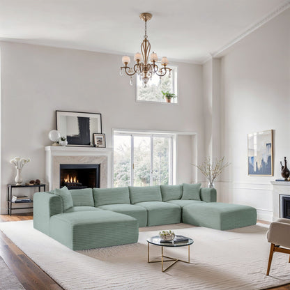Shaggy - 6 Piece Modular Sectional With 2 Ottomans