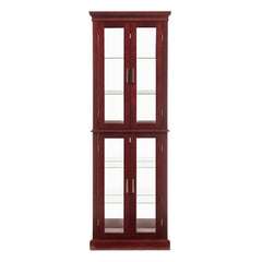 Curio Cabinet Lighted Curio Diapaly Cabinet With Adjustable Shelves And Mirrored Back Panel, Tempered Glass Doors (6 Tier), (E26 Light Bulb Not Included)