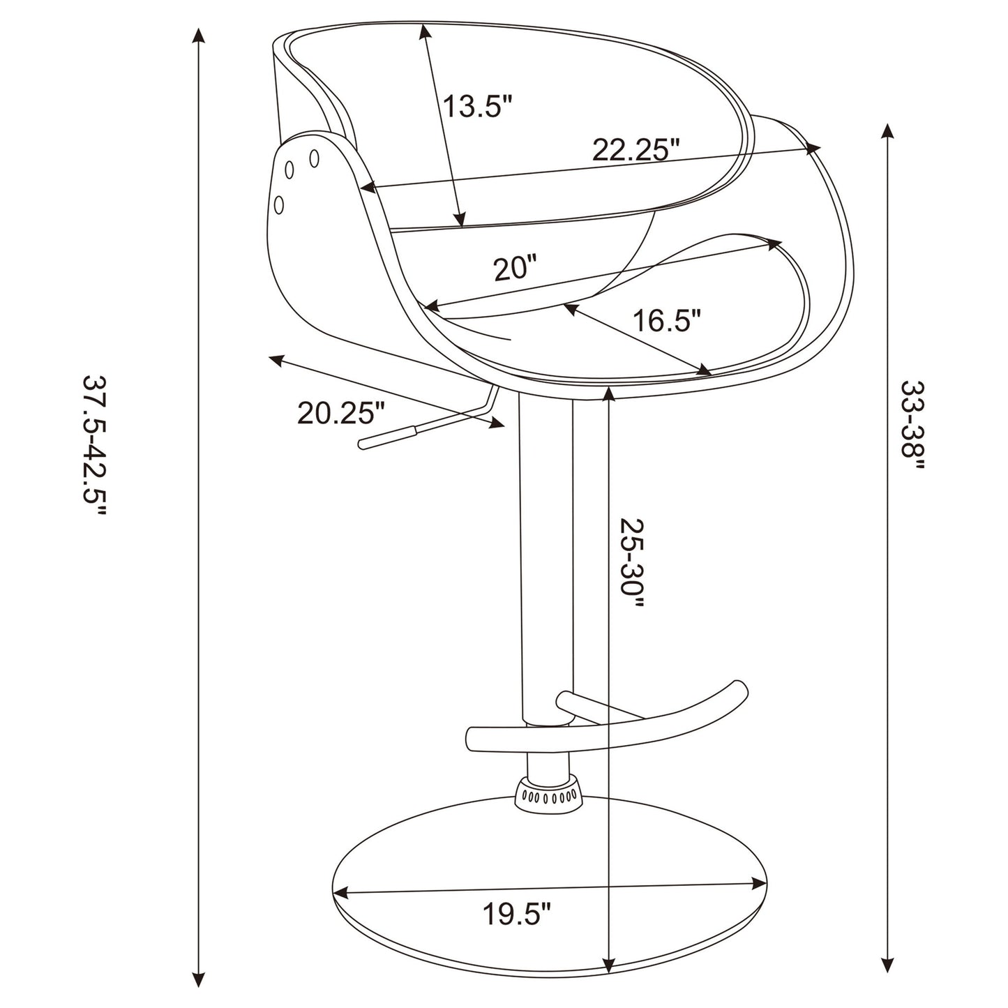 Ergonomic Adjustable Bar Stool - Ivory