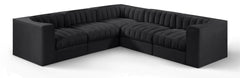 Rummi - Symmetrical Velvet Performance Fabric Upholstered 5 Piece Modular Sectional
