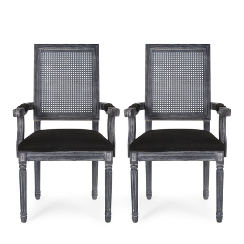 Elegant French Country Style Dining Chair With Cane Backrest