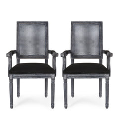Elegant French Country Style Dining Chair With Cane Backrest