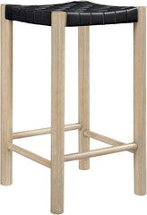 Entwine - Vegan Leather Upholstered Backless Counter Stool - Painted Natural