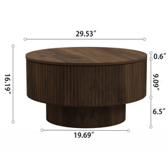 Modern Circular Coffee Table With Stripe Design And Storage Space