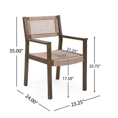 Outdoor Dining Chair (Set of 2), Patio Chairs - Gray / Light Brown