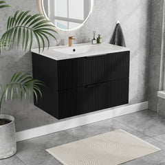 Modern Wall Mounted Floating Bathroom Vanity With Sink And Drawers