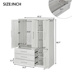 4 Door Wardrobe Armoire With 3 Drawers