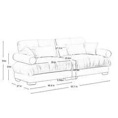 Modern Oversize Sofa With Cloud Like Comfort, Featuring Waist And Throw Pillows