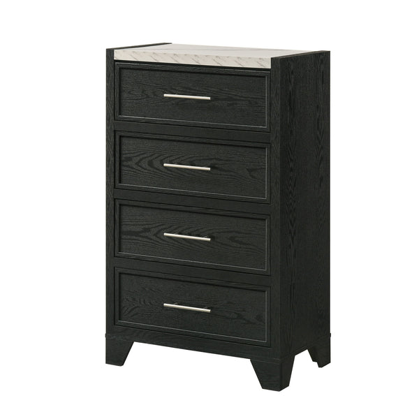 1 Piece 4 Drawers Tall Chest Bedroom Furniture - Black / White