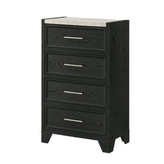 1 Piece 4 Drawers Tall Chest Bedroom Furniture - Black / White