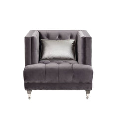 Hegio - Chair With Pillow - Gray Velvet