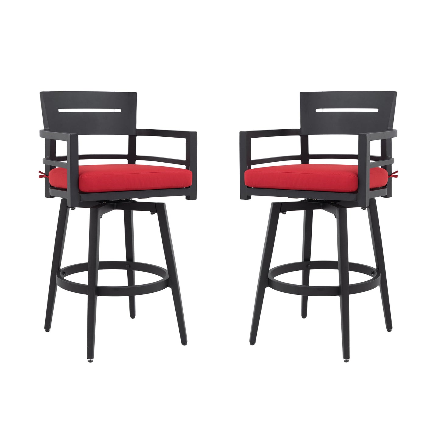 Outdoor Swivel Bar Chairs, 360 Degree Rotation, Ergonomic Backrest (Set of 2)