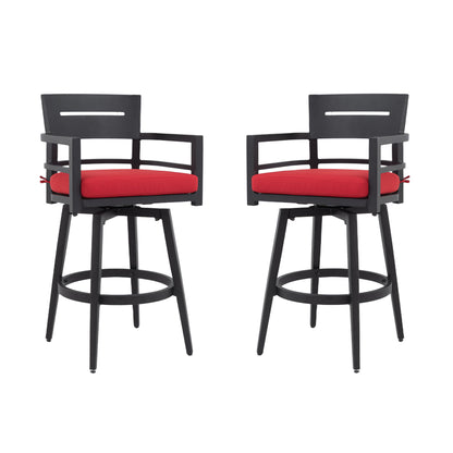 Outdoor Swivel Bar Chairs, 360 Degree Rotation, Ergonomic Backrest (Set of 2)