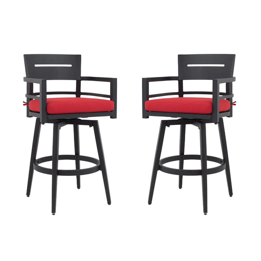 Outdoor Swivel Bar Chairs, 360 Degree Rotation, Ergonomic Backrest (Set of 2)