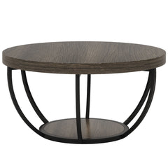 2 Tier Circle Coffee Table With Storage Shelves