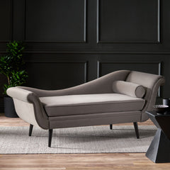 Auroral - Upholstered Chaise Lounge With Scrolled Arms And Tapered Legs