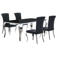 5 Piece Rectangular Dining Set With Upholstered Chairs - Black