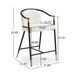 Contemporary Upholstered Counter Stool Set With Metal Frame