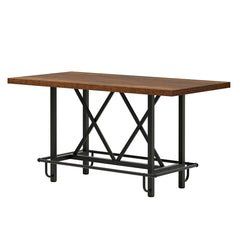 Counter Height Dining Rectangular Kitchen Table For 6 - Brown / Black