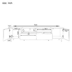 TV Stand For TVs Up To 80", Entertainment Center With 2 Shelves And LED Lights