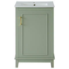 Modern Small Bathroom Vanity Cabinet With Ceramic Basin, Ample Storage, 1 Soft Close Door