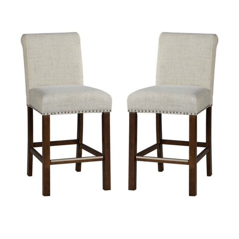 Upholstered Counter Stool With Nailhead Trim (Set of 2)