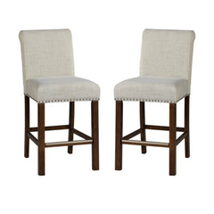 Upholstered Counter Stool With Nailhead Trim (Set of 2)