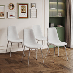 Dining Chairs, Upholstered Armless Accent Chairs, Classical Appearance And Metal Legs (Set of 4)