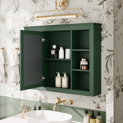 Wall Mounted Medicine Cabinet With Mirror, Storage Cabinet Featuring 6 Open Shelves And Adjustable Interior