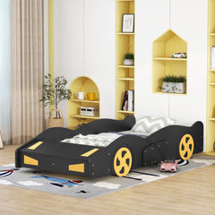 Race Car Shaped Platform Bed With Wheels And Storage