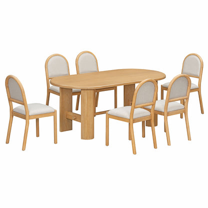 Oval Dining Table Set For 6 With 6 Upholstered Chairs