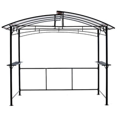Grill Gazebo 8X5Ft, Outdoor Patio Canopy, Bbq Shelter With Steel Hardtop And Side Shelves - Black