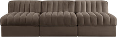 Rummi - Velvet Performance Fabric Upholstered 3 Piece Modular Armless Sofa