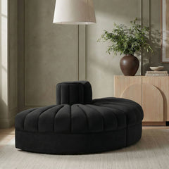 Rummi - Velvet Performance Fabric Upholstered 2 Piece  Rounded Modular Loveseat