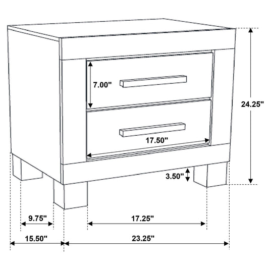 2 Drawer Nightstand - Brown Wood