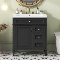 Bathroom Vanity With Top Sink, Storage Cabinet, 2 Drawers, Tip Out Drawer