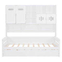 Daybed With All-In-One Cabinet And Shelf