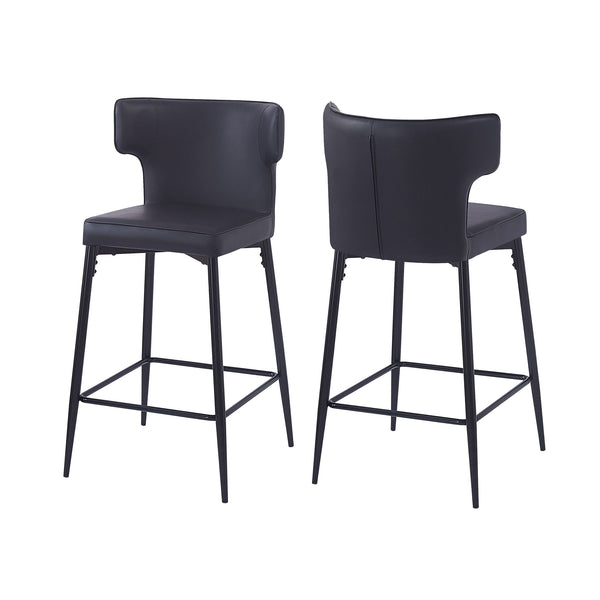 Modern Bar Stools With Upholstery And Metal Footrest (Set of 2)