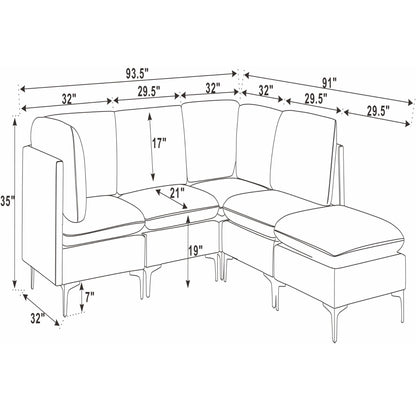 Upholstered Modular Sectional & Tall Legs